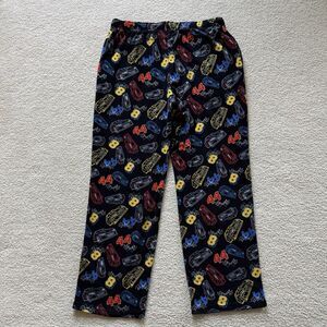 Croft & Barrow Mens Sz L Black Nascar Theme Fleece Loungewear Pajama Pants